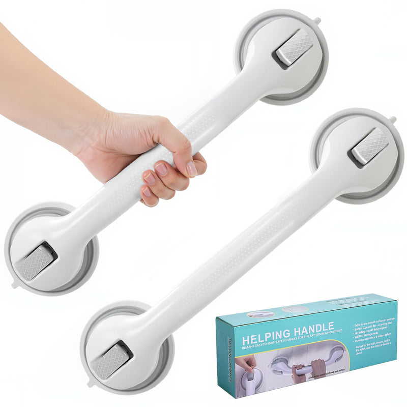 Shower Grab Bars for Bathtubs and Showers, 2 Pack Suction Grab Bars, Heavy Duty Removable Shower Handles with Strong Suction, Bathroom Safety Grip for Seniors, Elderly, Handicap, No Drilling, Gray