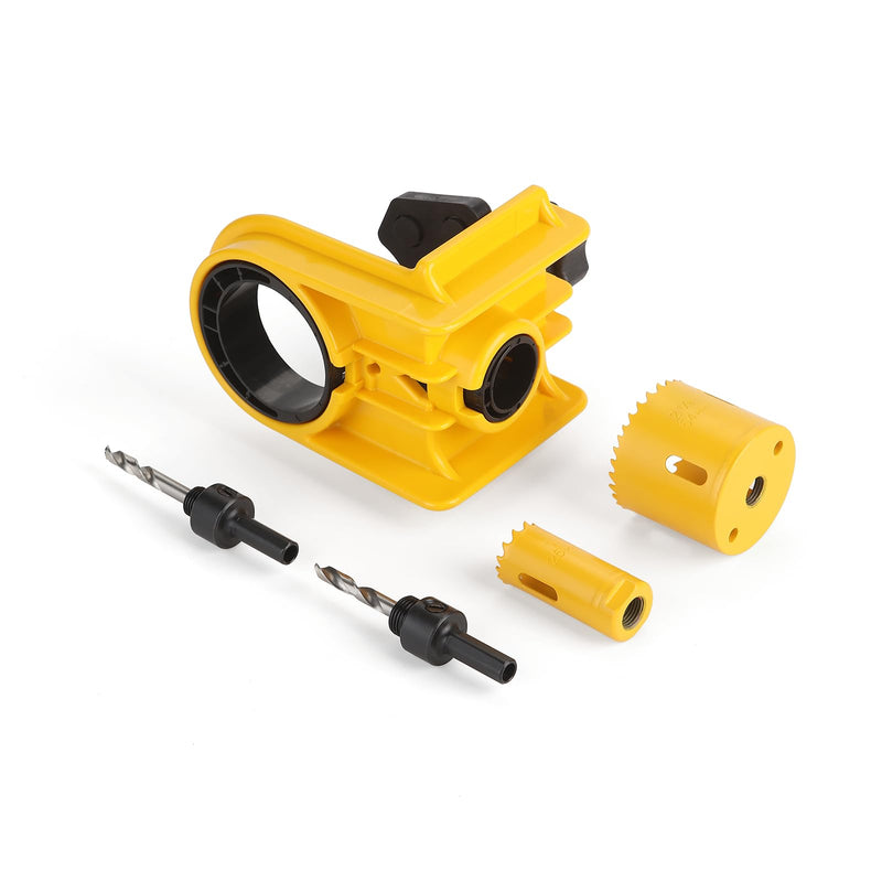 Door Lock Installation Kit - C-Clamp Design Tool-Free Clamping for Metal & Wood Doors, 2 Adjustable Bushings, with Bi-Metal Hole Saw & Anti-Warp Backing Plates (Yellow) Yellow