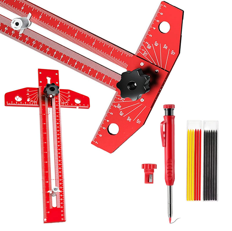 Woodworking Scriber Marking Line Ruler,Adjustable Aluminum Alloy Sliding T-Square Ruler,Precision Line Scriber Measuring Tool with Angle Adjustment Scale for Engineering and Carpenter Work