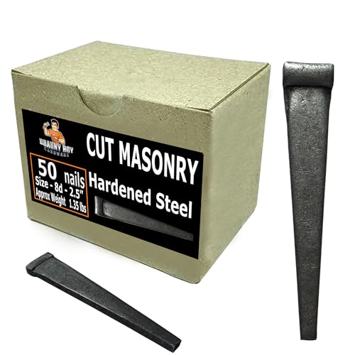 2.5”- 8d Cut Hardened Concrete Masonry nails for cinder block, concrete walls, cement board - 1.3 lb - Qty 50