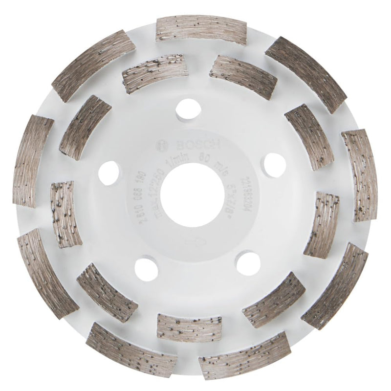BOSCH DCDR0501 5 in. Double Row Segmented Diamond Cup Wheel | Longer Life, Effective Grinding | Concrete, Mortar | Small Angle Grinders