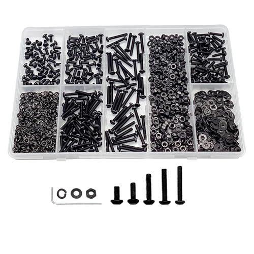 955PCS M3 Screw Assortment Kit, Metric Screw Assortment, M3 x 6/8/12/16/20mm Screw Bolt Assortment Sets, Hex Socket Button Head Bolts Nuts Kit M3-955PCS