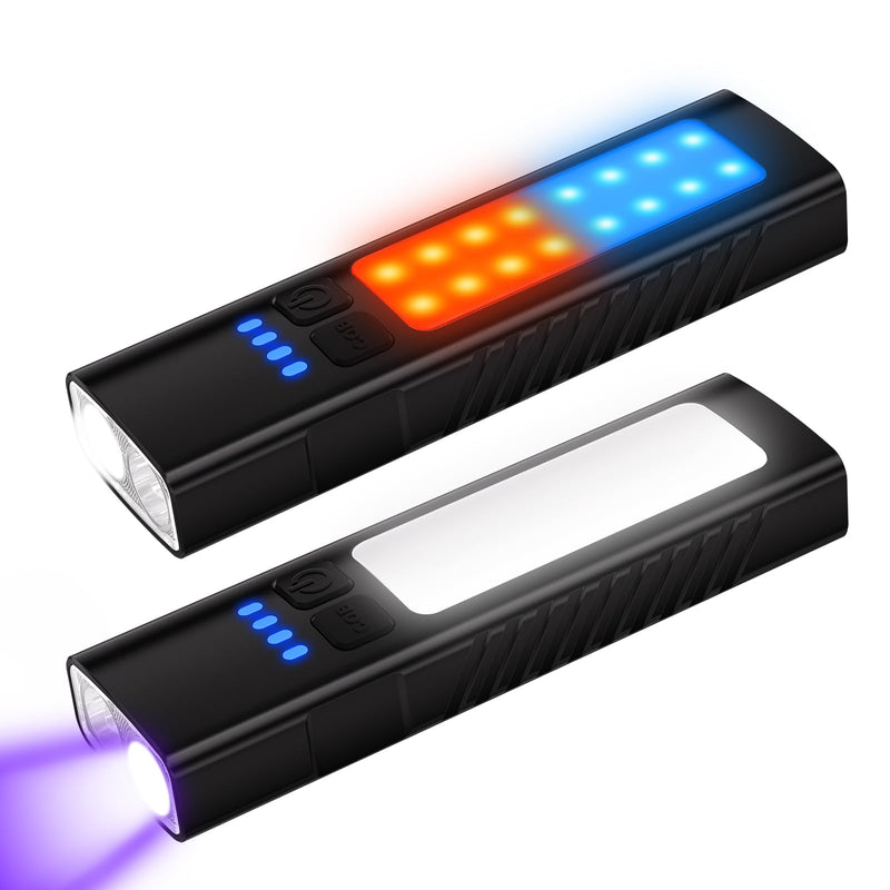 2pack Rechargeable EDC Flat Flashlight with COB Lights, UV, Red, Super Bright LED Combo 3in1 Portable Pocket lights, Pocket Mini Magnetic EDC Flashlight with Clip for Working, Repairing, Emergencies 2PCS