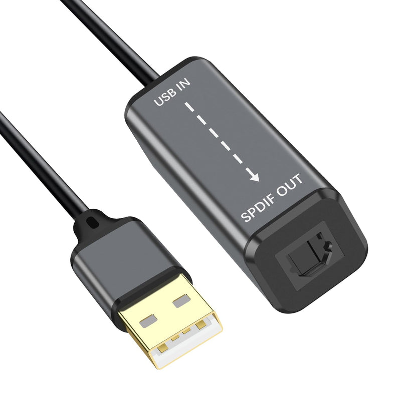 USB A to TOSLINK Optical Audio Adapter,USB Type A to SPDIF Digital Converter Compatible with Windows/Laptop PC ONLY(Unidirectional U SB A to Optical) 0.5FT 1