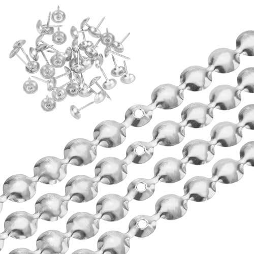 uxcell Upholstery Nailhead Trim, 6 Meters Glossy Upholstery Tacks Strips, Decorative Nail Trims with Nails for Sofa Headboard, Chair DIY Furniture Accessory (9.5mm Silver)