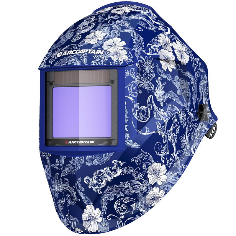ARCCAPTAIN Internal Control Auto Darkening Welding Helmet, True Color Solar Powered Welding Hood with 4 Arc Sensors, Wide Shade 3/4-8/9-13 for ARC TIG MIG Welding Mask, FL SUN9L-Flower
