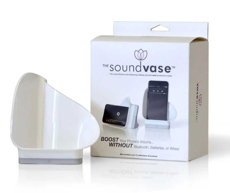 Soundvase, A Speaker Accessory That’s Not an Electronic, Smart Acoustics for Your Smartphone, Ease, Convenience, & Patented Sound. Fits Most Smart Phones Even with The Case On (White) White