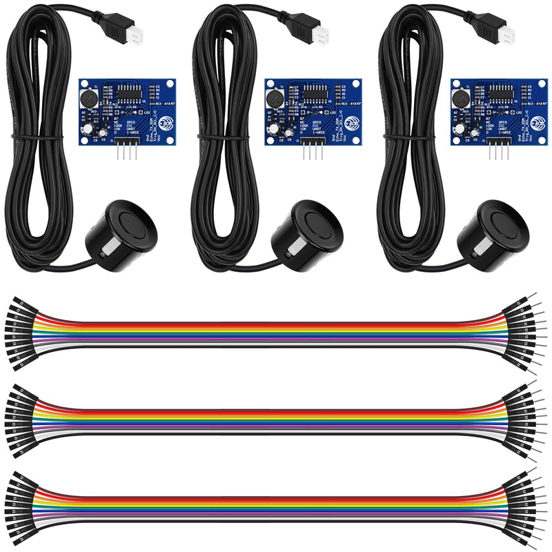 3pcs JSN-SR04T Integrated Ultrasonic Distance Measuring Module 20-500CM High Precision Distance Measuring Transducer Waterproof Design with Male to Female Jumper Wires for Arduino