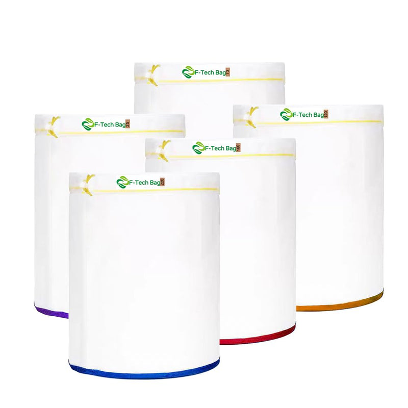 All Mesh Plant Filter Bags 5 Gallon 5 Bag, Reusable Bubble Bag | 5 Microns and with Filter Screen and Storage Pouch for Hydroponics, Gardening, Juice etc. 5 Gallon -5 Bags