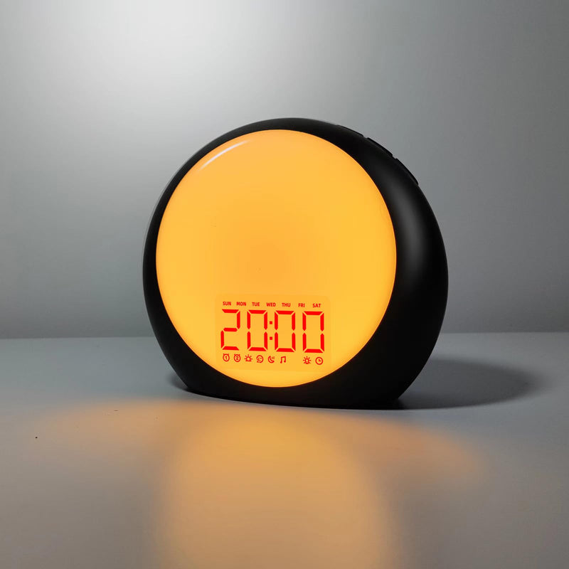 Sunrise Alarm Clock Wake Up Light for Kids Heavy Sleepers Bedroom with Sunrise Sunset Simulation Sleep Aid Dual Alarms Snooze Nightlight Brown Noise sound machine with 25 Nature sounds for Sleeping Black