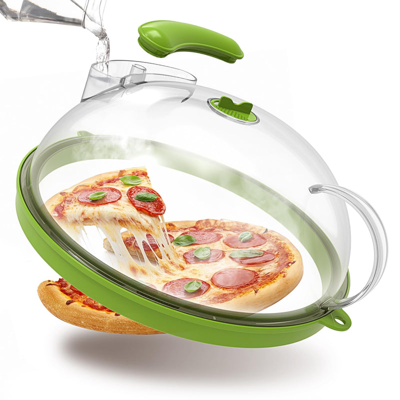 Microwave Splatter Cover with Water Steamer, Upgraded Microwave Cover for Food with Handle, Clear Plate Covers, Splatter Guard, Kitchen Essentials Gadgets, House Warming Gifts New Home, 10 Inch Green 10inch