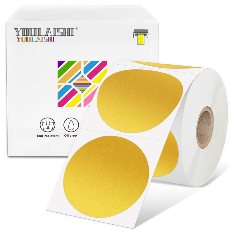 2 inch Dot Stickers Labels Circle Garage Sale Sticker 750Pcs Round Thermal Printer Stickers Printable Writable Price Labels for Yard Sale, Gold