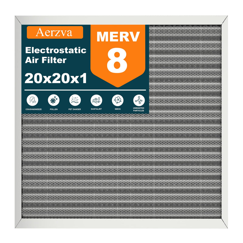 20x20x1 Reusable Air Filter, Washable, MERV 8, Permanent Electrostatic Air Filter, Lasts a Lifetime, Breathe Safely at Home or in the Office 20" x 20" x 1"