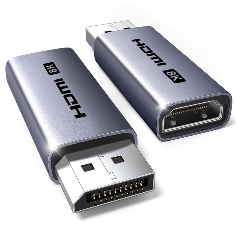 UGREEN 2-Pack 8K@60Hz Active DisplayPort to HDMI Unidirectional Adapter with 4K@240Hz 2K@240Hz DP 1.4 PC to HDMI 2.1 HDCP 2.3 Display Male to Female Cable Aluminum Converter Compatible with AMD NVIDIA