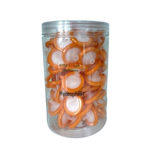 100Pcs 33MM,0.45um,Hydrophile PTFE Syringe Filter,Made by Hydrophilic Polytetrafluoroethylene,100Pieces/Box