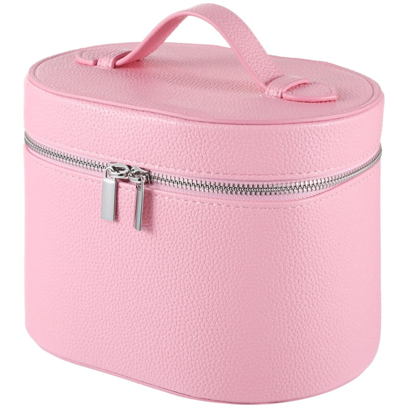 Makeup Vanity Bag for Women - Large Capacity Cosmetic Organizer with Removable Liner, Waterproof PU Leather Skincare Bag, Portable chic Cosmetic Make Up Case for Skincare, Brushes, Accessories, Pink StyleA