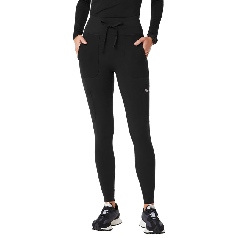 FIGS Seville High Waisted ScrubLegging for Women — Slim Fit Scrub Pant Legging, 6 Pockets, Form-Fitting, 4-Way Stretch Medium Black
