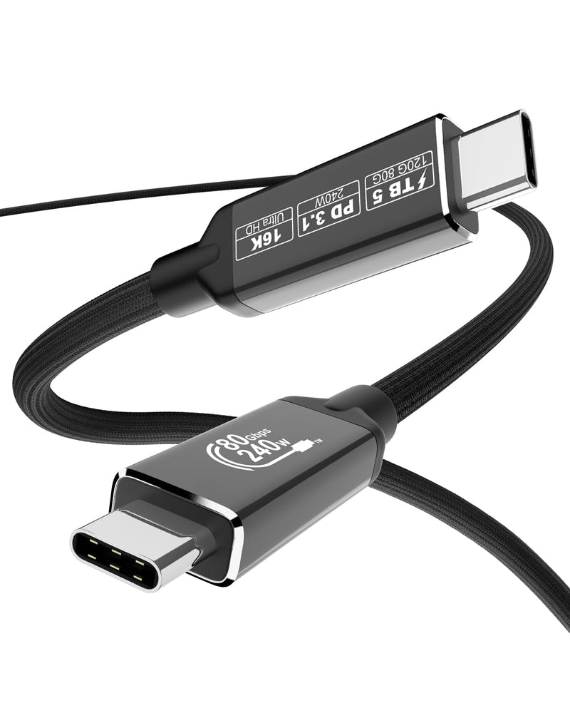 Thunderbolt 5 Cable 10ft [120Gbps Bandwidth Boost], USB4 2.0 Cord 240W PD3.1 Charging, Supports 16K or Dual 8K Display, Compatible with M4 MacBook Pro, iPhone 17 Pro, eGPU, SSD 3m