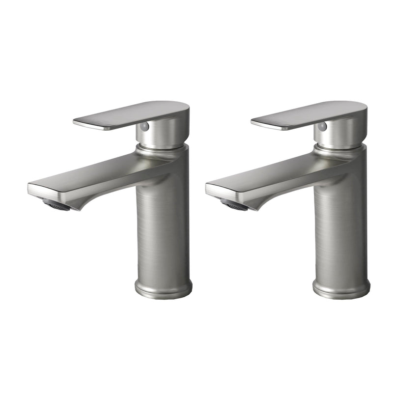 BELZ 2 Pack Brushed Nickel Single Handle Bathroom Sink Faucet,Faucet Only | Tool-Free Easy Installation，Pre-Installed Supply Lines，Without Deck plate & pop-up drain，Fits Most 1-Hole Vanity Sinks 2 Pack-Brushed Nickel
