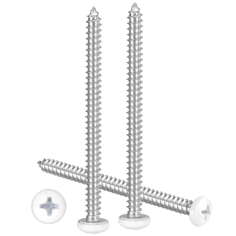 METALLIXITY Phillips Pan Head Self Tapping Screws(#10x2-1/2) 100Pcs, 304 Stainless Steel Self Drilling Screw for Metal Wood Plastic, for Cabinet Wall Shutter Plate Furniture, Silver White #10x2-1/2" 100