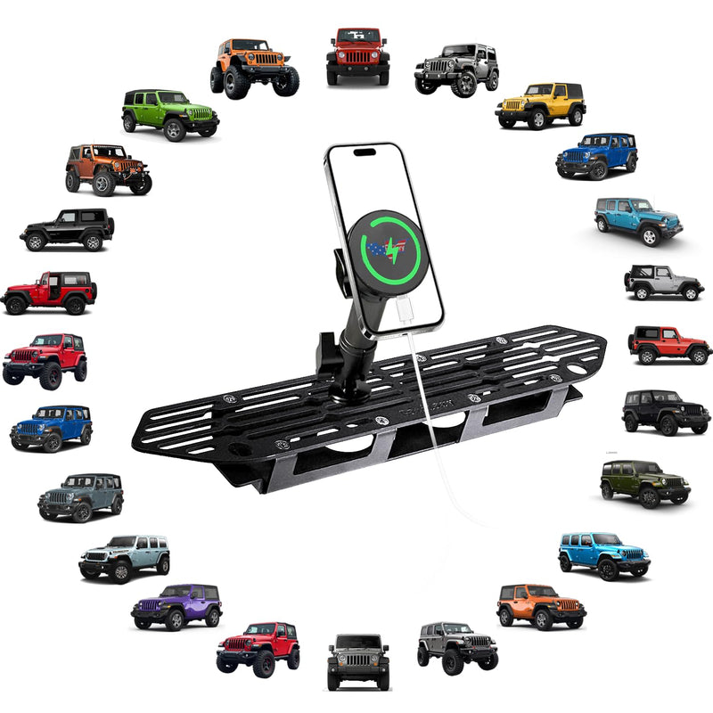 for Jeep Wrangler JL Magnetic Phone Mount Compatible with 2018-2023 Wrangler JL (NOT 4xe)｜2020-2023 Gladiator Accessories Metal Cell Phone Holder Dash Platform Mount
