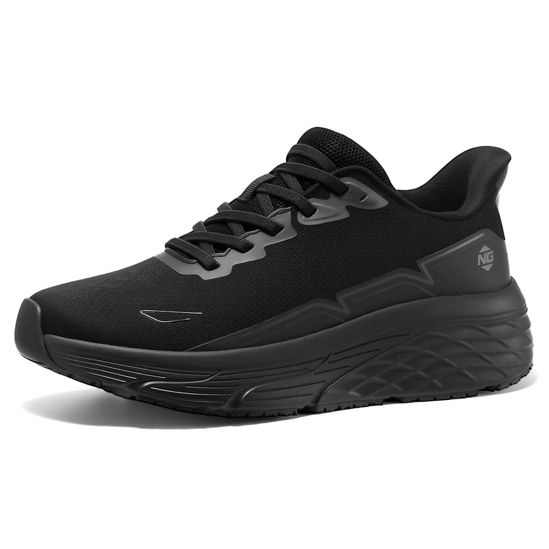 NINGO Non Slip Work Shoes for Women, Lightweight Food Service Sneakers with Waterproof Upper, Slip On Design with Breathable Mesh, Comfortable Oil Resistant Chef Shoes for Kitchen Restaurant, Black 6