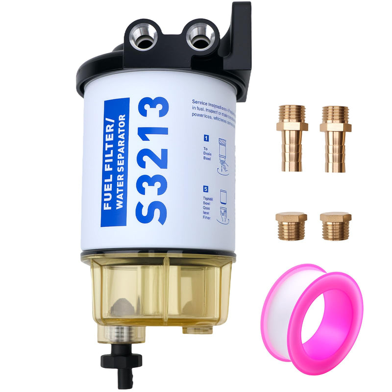 S3213 Fuel Water Separator Marine Kit Compatible with Yamaha and for Mercury Marine Outboard Motor with 3/8" Barb x 1/4" NPT Brass Fittings Replaces B32013, 35-60494-1, 18-7932-1, 18-17928, 35-809097