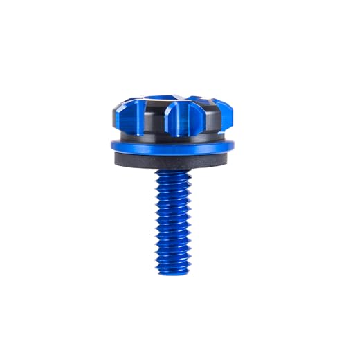 Advanblack Axion CNC Knurled Seat Bolt Kit – 6061 Billet Aluminum Tab Screw Knob Cover Fits Harley Touring Street Glide Road Glide Road King Electra Glide Dyna Softail 1997-2025 (Black and Blue) Black and Blue