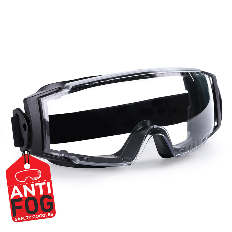 BISON LIFE SplashPro, Safety Goggles Over Glasses, ANSI Z87.1 Anti-Fog Safety Goggles, Impact & Scratch Resistant, Eye Protection Over Prescription Glasses, Adjustable Strap, Lab & Work Goggles