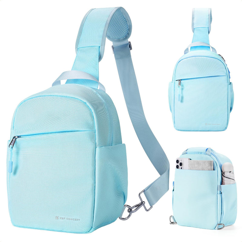 K&F CONCEPT Camera Sling Bag, Compact Crossbody Bag for DSLR Mirrorless | Lightweight Fabric, with Tripod Holder, Quick Access & Custom Dividers, Men & Women, for Sony Canon Nikon, Blue, BS06 Sling Bag-5L