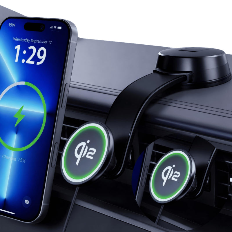Upgrade [Qi2-Certified] 15W for MagSafe Wireless Car Charger Mount, 2XFast Charging[90+LBS Safe Suction] Magnetic Phone Holder Dashboard Windshield for iPhone 17/16/15/14/13/12 Pro Max (Iron) Iron