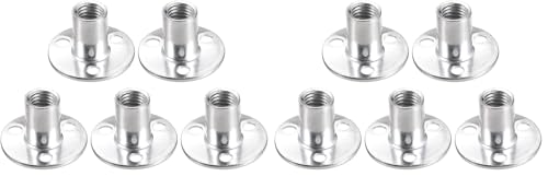 uxcell M12x40x2.5mm Brad Hole Tee Nut Carbon Steel T-Nuts Furniture Hardware Flange Insert Female Thread 5pcs (Pack of 2)