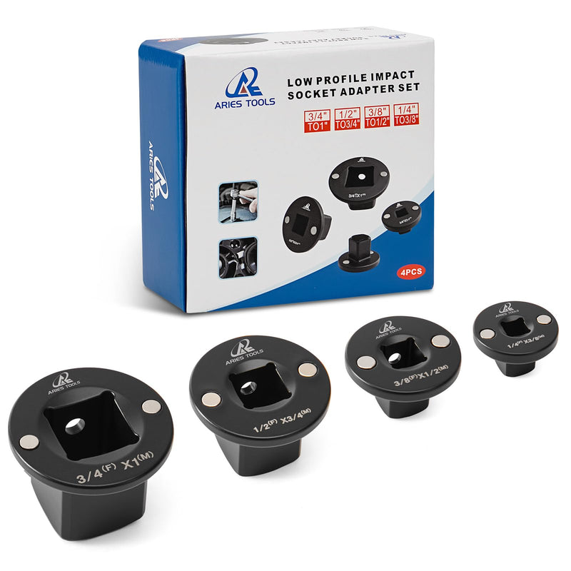 Socket Set Adapter,Low Profile Impact Socket Set Works with Impact Wrench，Torque Wrench，Electric Ratchet，Designed for Confined Space，3/8" to 1/2", 1/4" to 3/8", 3/4" to 1", 1/2" to 3/4", 8PC 8