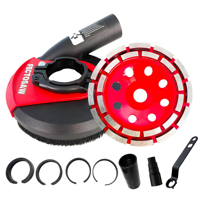 Dust Shroud for Angle Grinder with Diamond Grinding Cup Wheel, 4.5–5 Inch & 7 Inch, Universal Concrete Surface Grinding Tool for Marble and Granite (5-inch Dust Shroud + Grinding Wheel) 5-inch Dust Shroud + Grinding Wheel