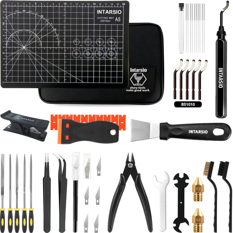 52-in-One 3D Printer Tools Kit, Professional 3D Printer Accessories & Maintenance Set for All FDM/SLA Printers, Deburring Tool, 3D Printer Nozzles, Scrapers, Files Set, PTFE Tube Cutter, Storage Bag Plus-purpose Kit