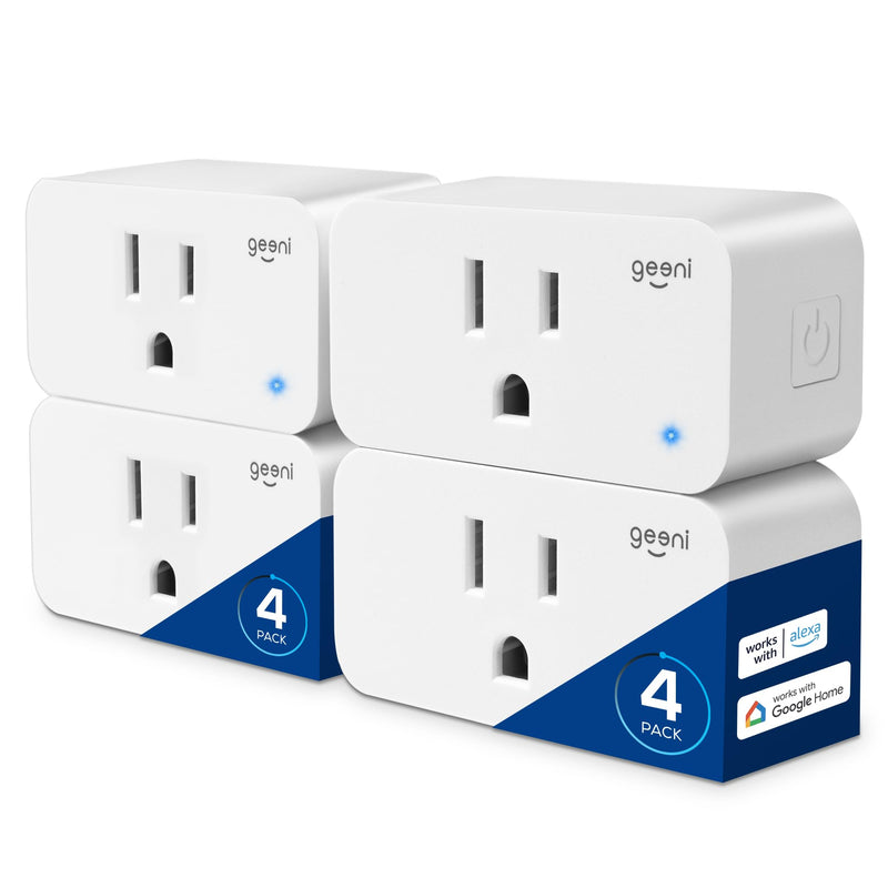Geeni Smart Plug Mini 15A WiFi Outlet 4-Pack, Compatible with Alexa Google Home, No Hub Required, App Remote Control, UL Certified White 4 Pack