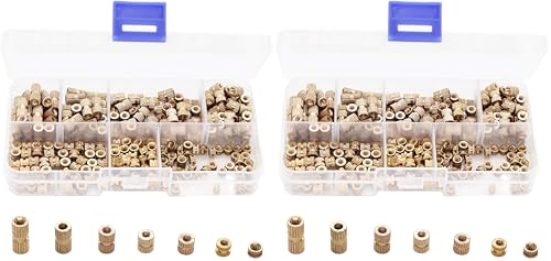 300pcs M3 Knurled Threaded Inserts, Brass Female Press in Embedment Heat Set Nuts Assortment Kit for Laptop 3D Printer Plastic (Pack of 2) m3 (Pack of 2)