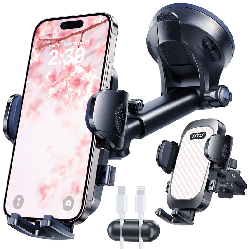 2026 Ultimate Best【True Military-Grade & Safety Cert】 Car Phone Holder | 【Upgraded 360 Rotation & 100LBS Strongest Suction】5-in-1 Truck Windshield Dashboard Vent Mount Stand for iPhone Android, Pink