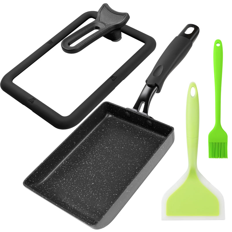 MyLifeUNIT Tamagoyaki Pan with Lid, Japanese Omelette Pan for Gas Stove & Electric Stove, Nonstick Square Egg Pan Skillet 7.3" x 5.3"