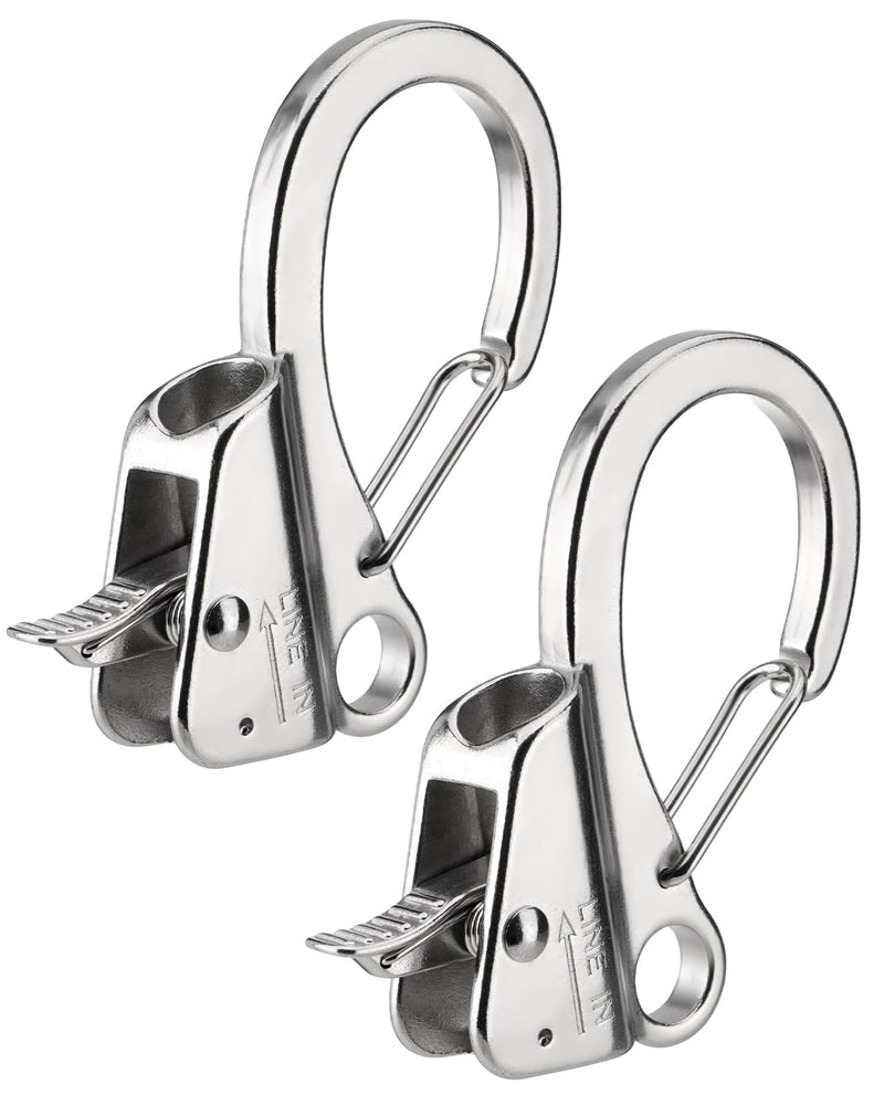 Boat Anchor Hook, Stainless Steel Adjustable Sliding Rope Holder, Knotless Quick Release Marine Line Clip for 3/8" - 5/8" Lines, Max. 8500 lbs Capacity (2 Pack) 2 PACK