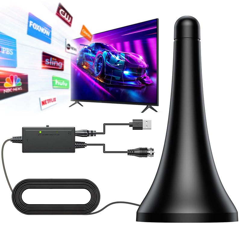 TV Antenna for Smart TV, Indoor Antenna for Local Channels, Long Range Reception, Supports 4K 1080p HD, Amplified Signal Booster, 9.84FT Coax Cable, Easy Installation ANT-CS8088