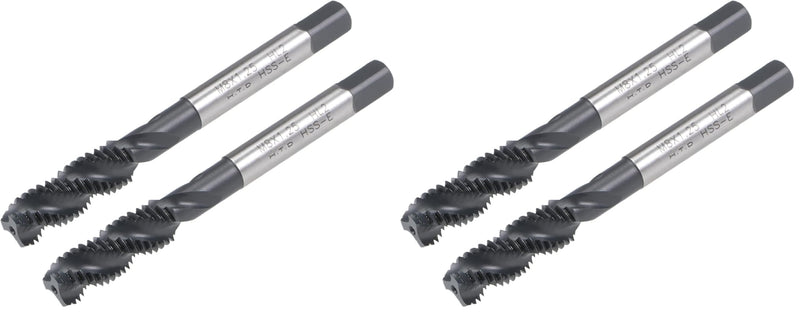 uxcell M8 x 1.25 Spiral Flute Thread Tap, Metric Machine Threading Tap HSS Nitriding Coated, Round Shank with Square End, H2 Tolerance, 2pcs (Pack of 2) M8 x 1.25 (Pack of 2)