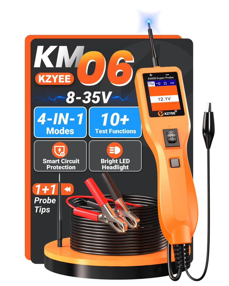 KZYEE KM06 Essential Power Circuit Probe Kit, 4-Mode Automotive Electrical Tool for 8–35V Systems, Stable Voltage & Continuity Check, Safe Component Activation for DIY Repairs
