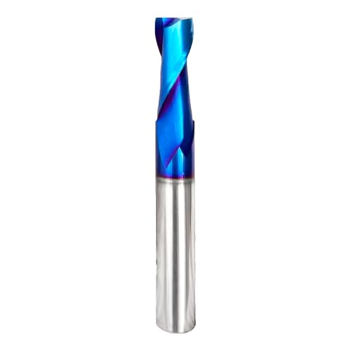 2 Flutes Upcut CNC Spiral Router Bit 3/8 Shank1Inch Cutting Length 3 Inch Total End Mill with Blue NACO Coating for Grooving Slots Mortises and Wood Carving Cutting STF313 1pc 3/8D*1CL*3OL