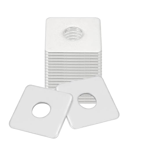 20 Pcs Galvanized Square Plate Washers 1/2" ID x 1-5/8" x 1-5/8" OD, 3 mm Thick, Galvanized Carbon Steel Flat Washer Fastener for Construction and Industrial Equipment