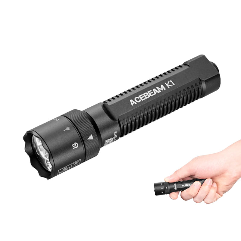 ACEBEAM K1 Rechargeable EDC AA Flashlight with Green Beam, UV and White LED Combo, 1000 High Lumens Pocket Flashlight, Triple Sources Super Bright Small Flash Light for Emergency, Camping, Home