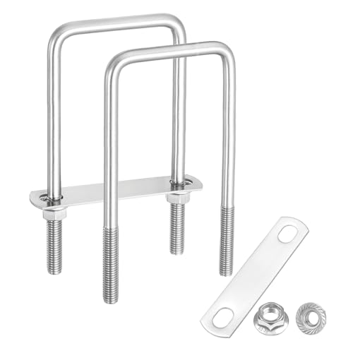 uxcell 2 Set M10 2-3/4 Inch Inner Wide Square U Bolts, 5-7/8 Inch Length 304 Stainless Steel U-Bolts with Flange Hexagon Nuts, Frame Plates for Trailer, Automotive, (70mm W x 150mm L) 70mm W x 150mm L