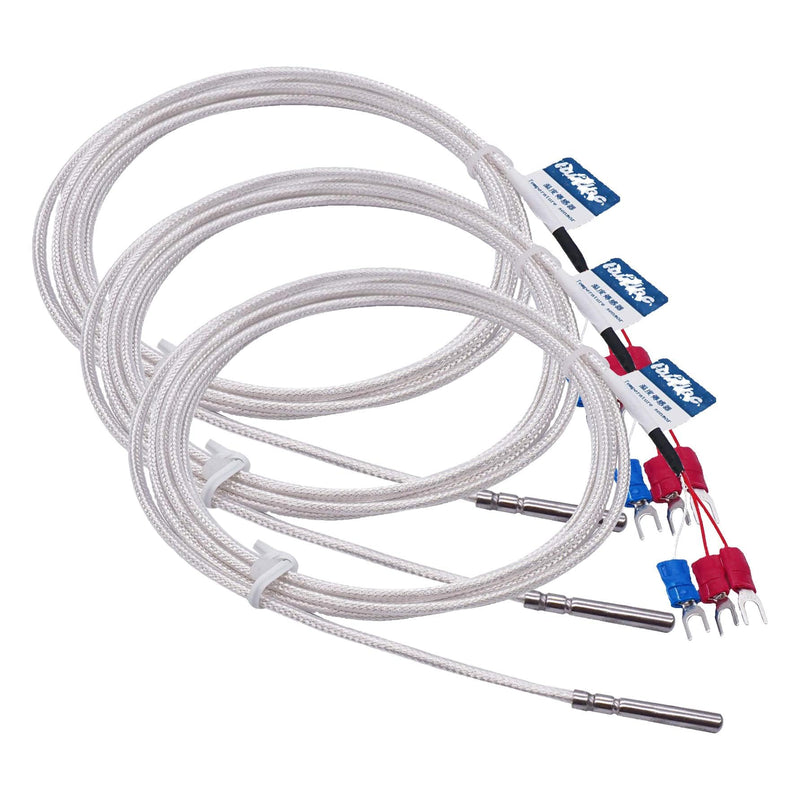 TWTADE PT100 Waterproof Temperature Sensor Three-Wire System，Stainless Steel Probe(4×30MM) Range:-50℃-200℃ (6.6Feet) MT-6340-30mm (Pack of 3) 4mm x 30mm x 2M (Pack of 3)