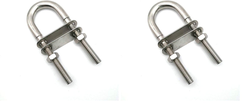 Marine U Bolt 316 Stainless Steel Boat Stern Bow Eye Tie Down U Bolt with Plate and Nuts (3/8") (Pack of 2) 3/8" (Pack of 2)
