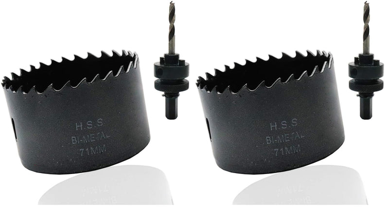 Hole Saw Blade with Arbor for Steel Plywood 71mm/2.8" Cutting Dia (Pack of 2) 8-1/2"/216mm (Pack of 2)